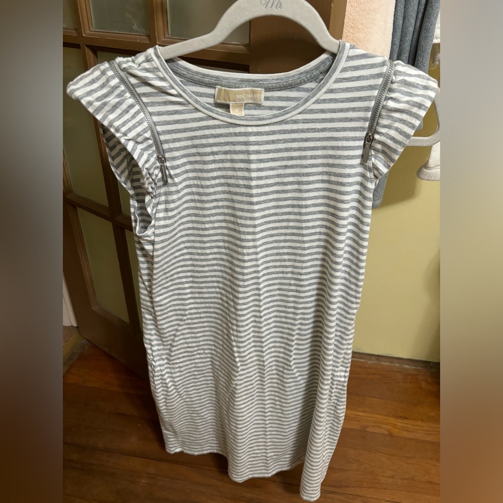 Michael Kors gray striped dress size size medium